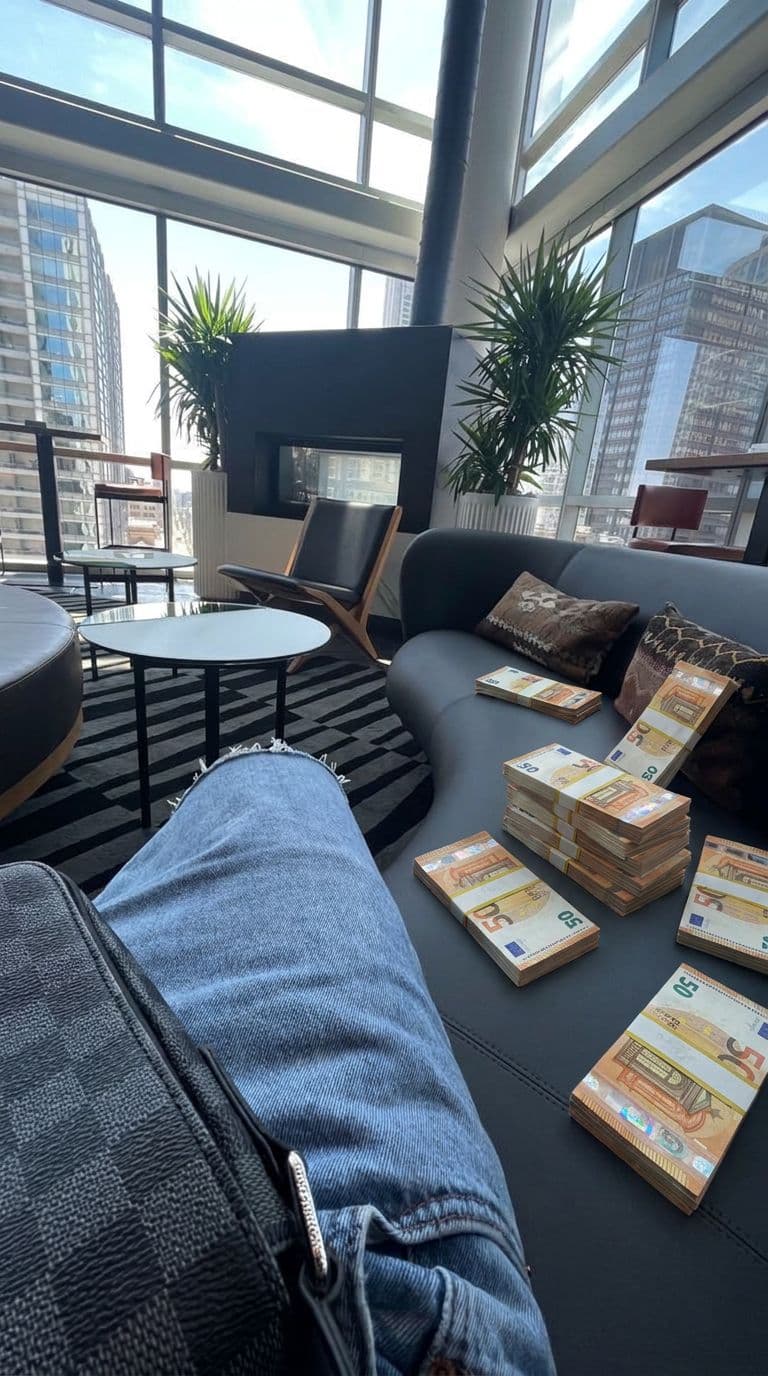 La même scène, avec des liasses de billets ajoutées